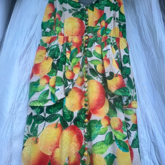 FARM RIO Orange Sands Linen Blend Ruffle Midi Dress - Picture 5 of 7